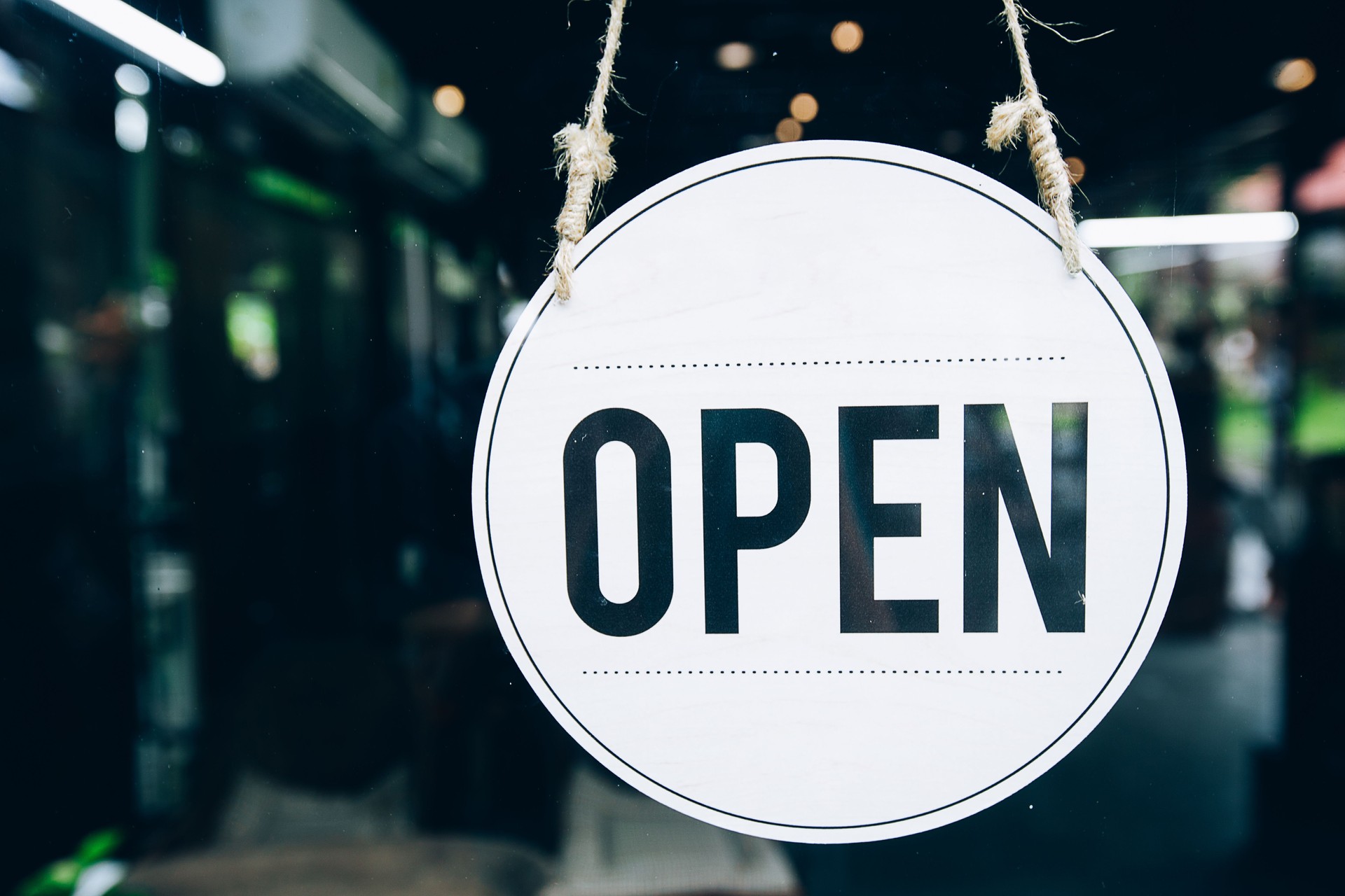 Open sign at coffee cafe